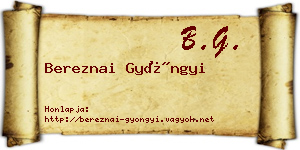 Bereznai Gyöngyi névjegykártya